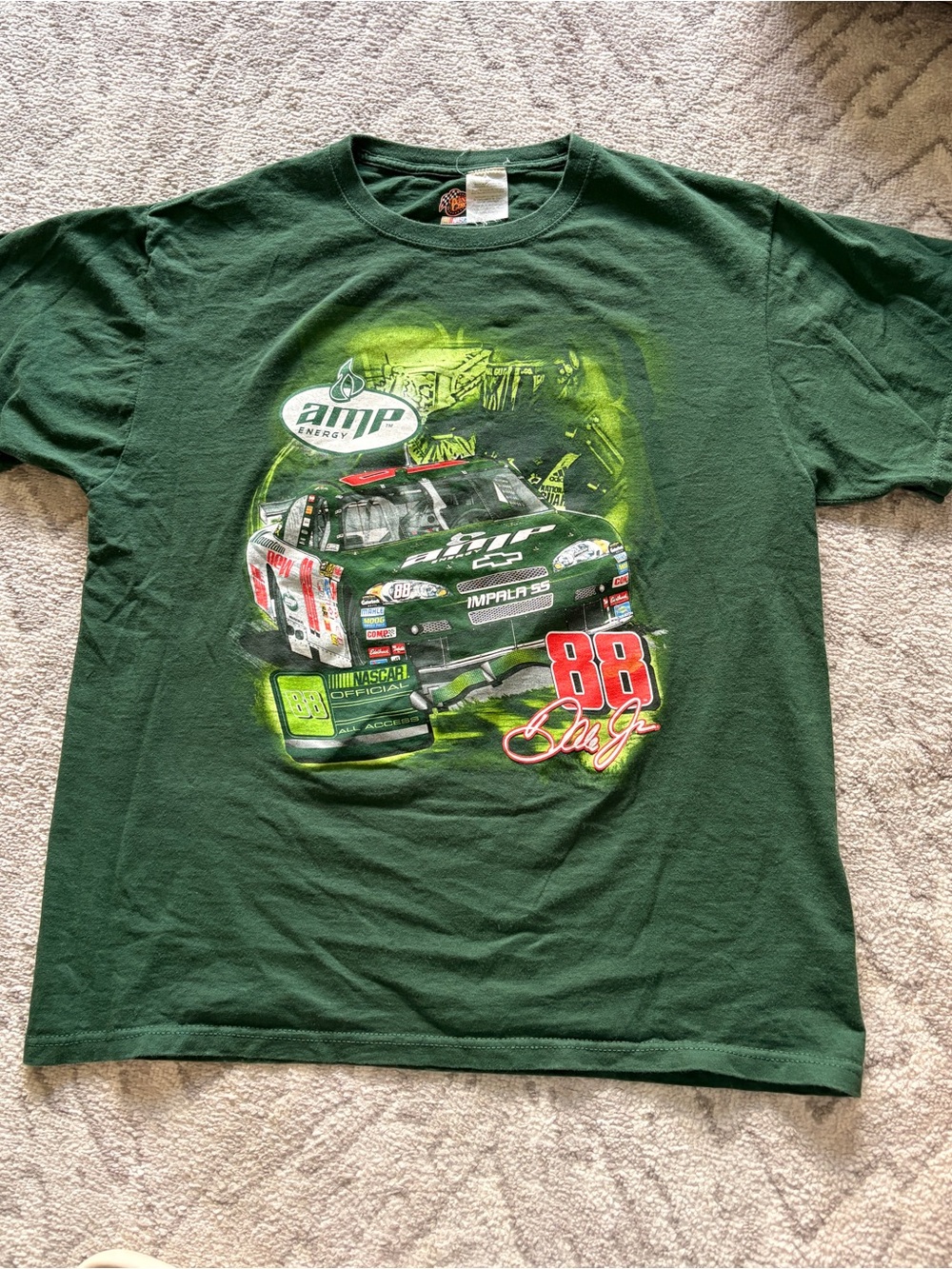 Nascar Vintage AMP Energy Green Short Sleeve Graphic Tee LG